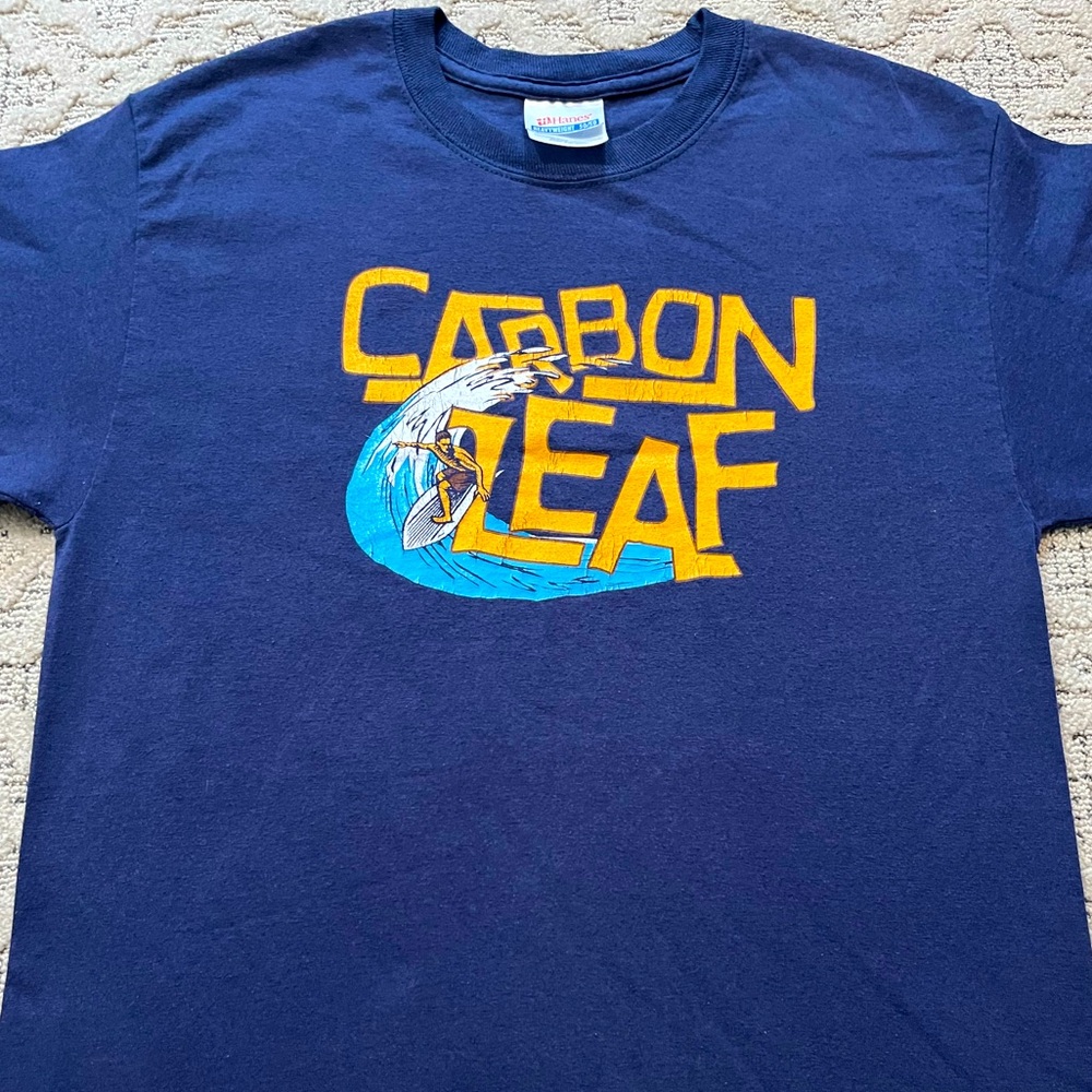 🎸 '01 Carbon Leaf Band Irish Sound Surfing Yellow Logo Vintage Thick Cotton Tee